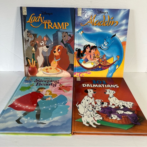 Disney Classic Series 4 Storybooks VTG Aladdin Sleeping Beauty Lady & the Tramp - Picture 1 of 14